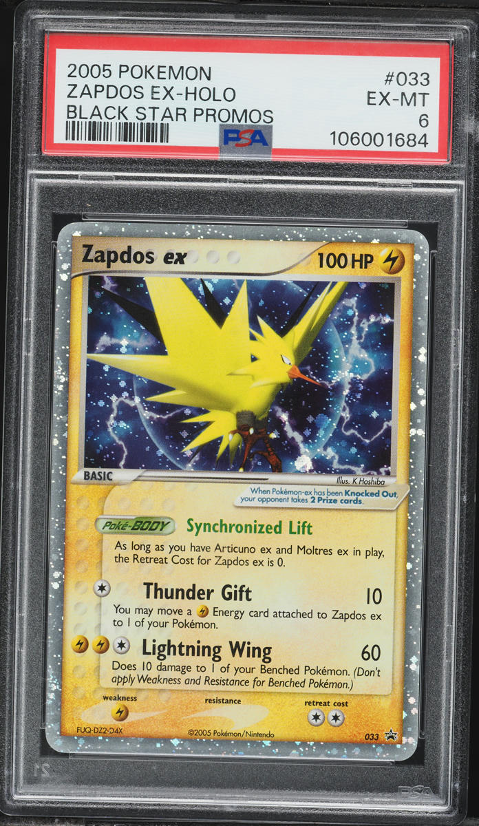 2005 Pokemon Black Star Promo Holo Zapdos EX #33 PSA 6 EXMT