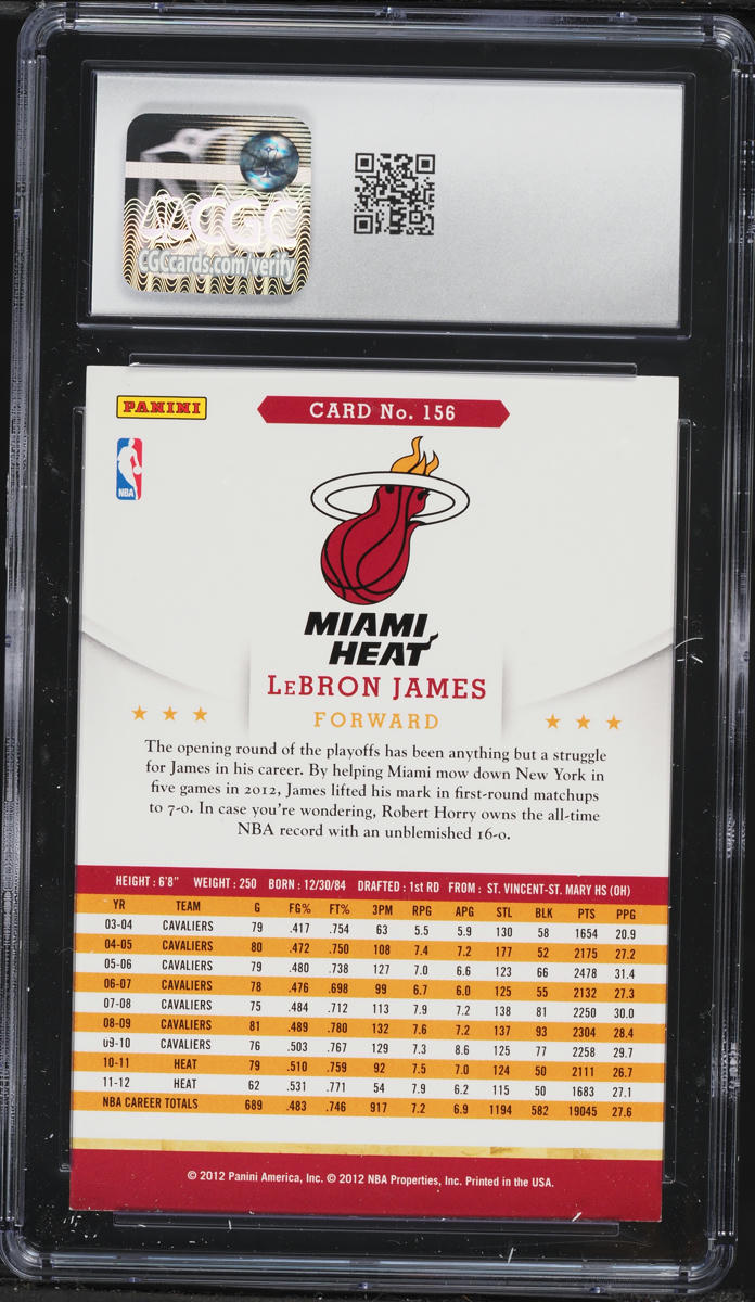 2012 Hoops LeBron James #156 CGC 8.5 NM-MT+