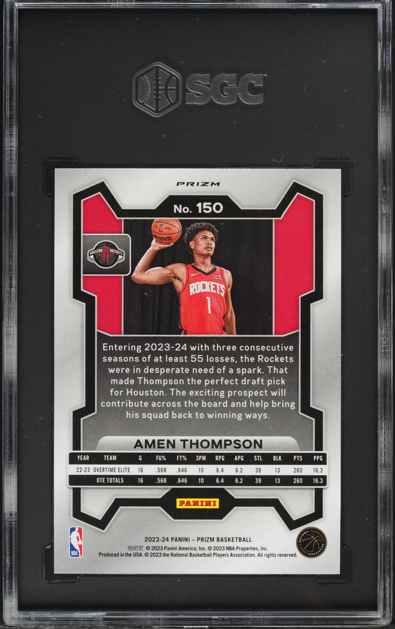 2023 Panini Prizm Pink Ice Amen Thompson ROOKIE #150 SGC 9 MINT