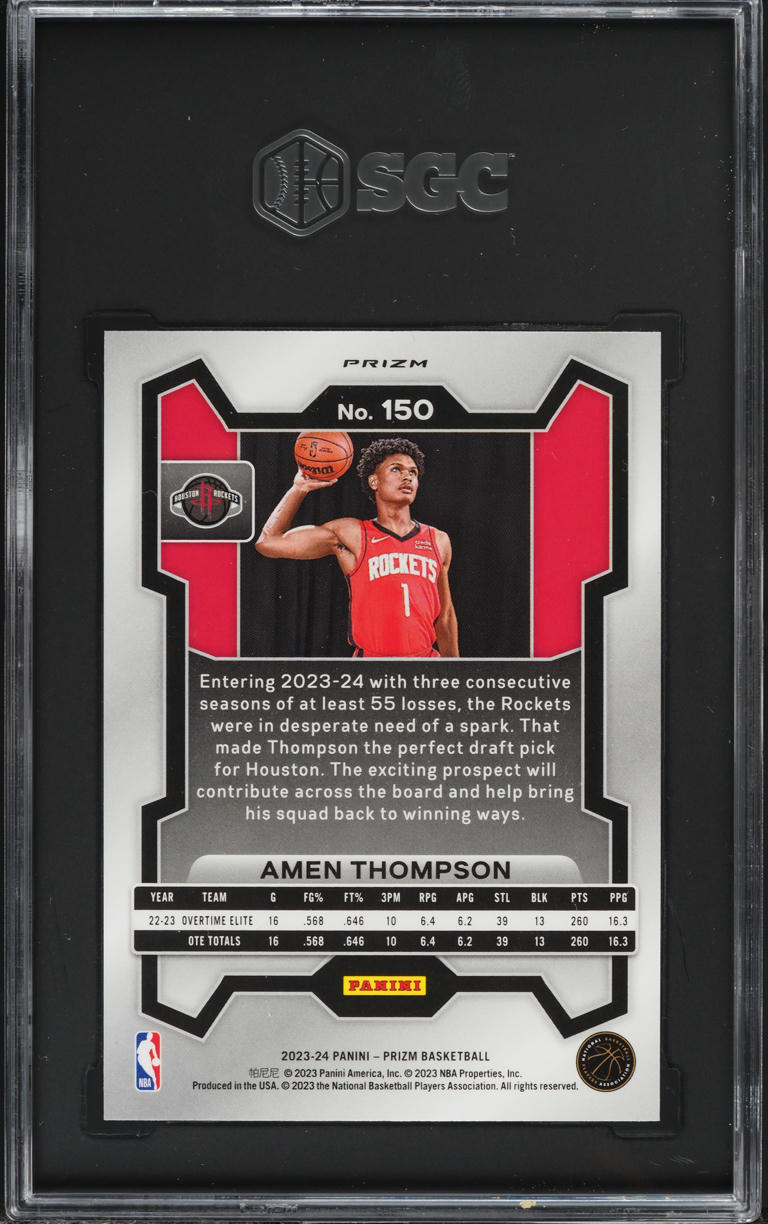 2023 Panini Prizm Pink Ice Amen Thompson ROOKIE #150 SGC 9.5 MINT+