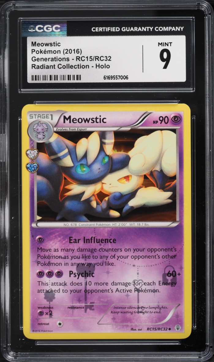 2016 Pokemon XY Generations Radiant Collection Holo Meowstic #RC15 CGC 9 MINT