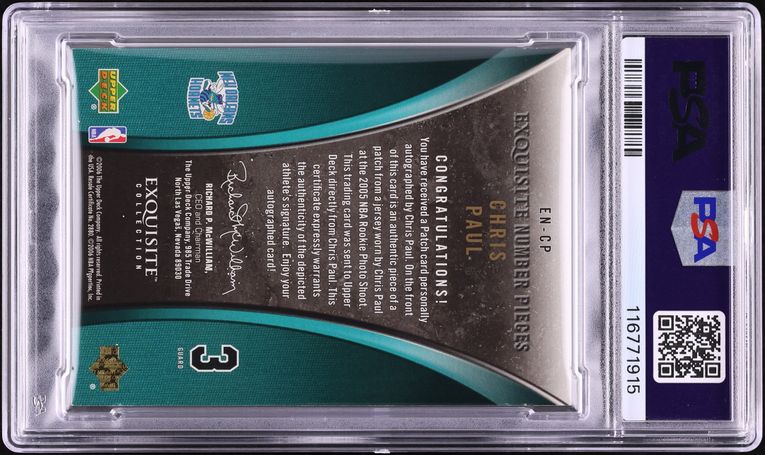 2005 Exquisite Number Pieces Chris Paul ROOKIE PATCH AUTO DNA 10 /3 PSA AUTH