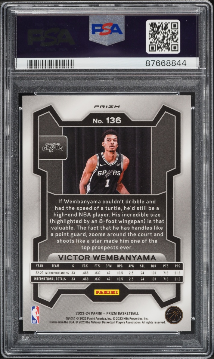 2023 Panini Prizm Silver Victor Wembanyama ROOKIE #136 PSA 10 GEM MINT