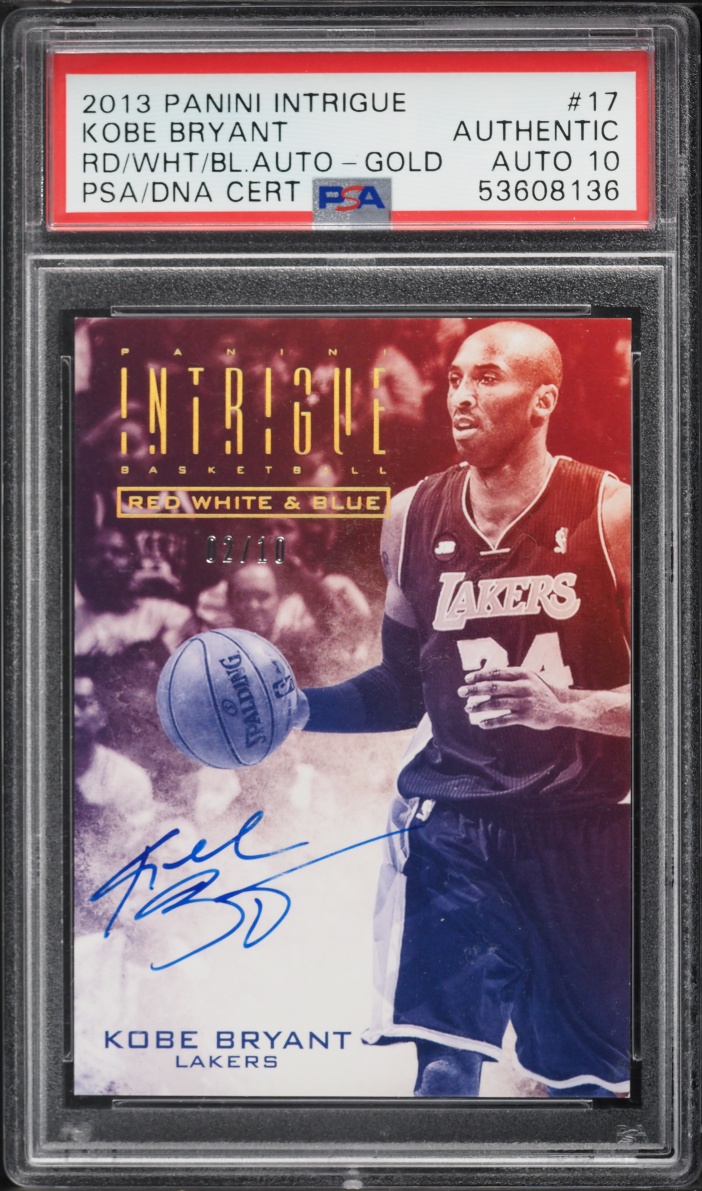 2013 Panini Intrigue Red White Blue Gold Kobe Bryant AUTO DNA 10 /10 #17 PSA AUTH