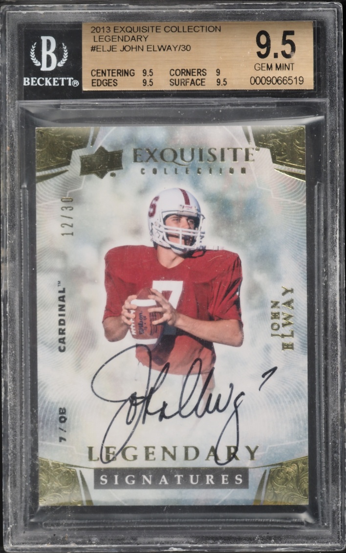 2013 Exquisite Collection Legendary John Elway /30 #ELJE BGS 9.5 GEM MINT