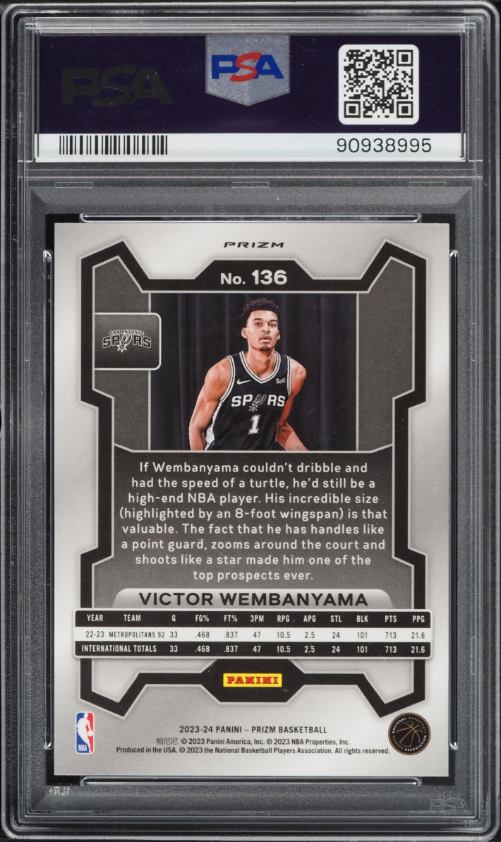 2023 Panini Prizm Silver Victor Wembanyama ROOKIE #136 PSA 10 GEM MINT