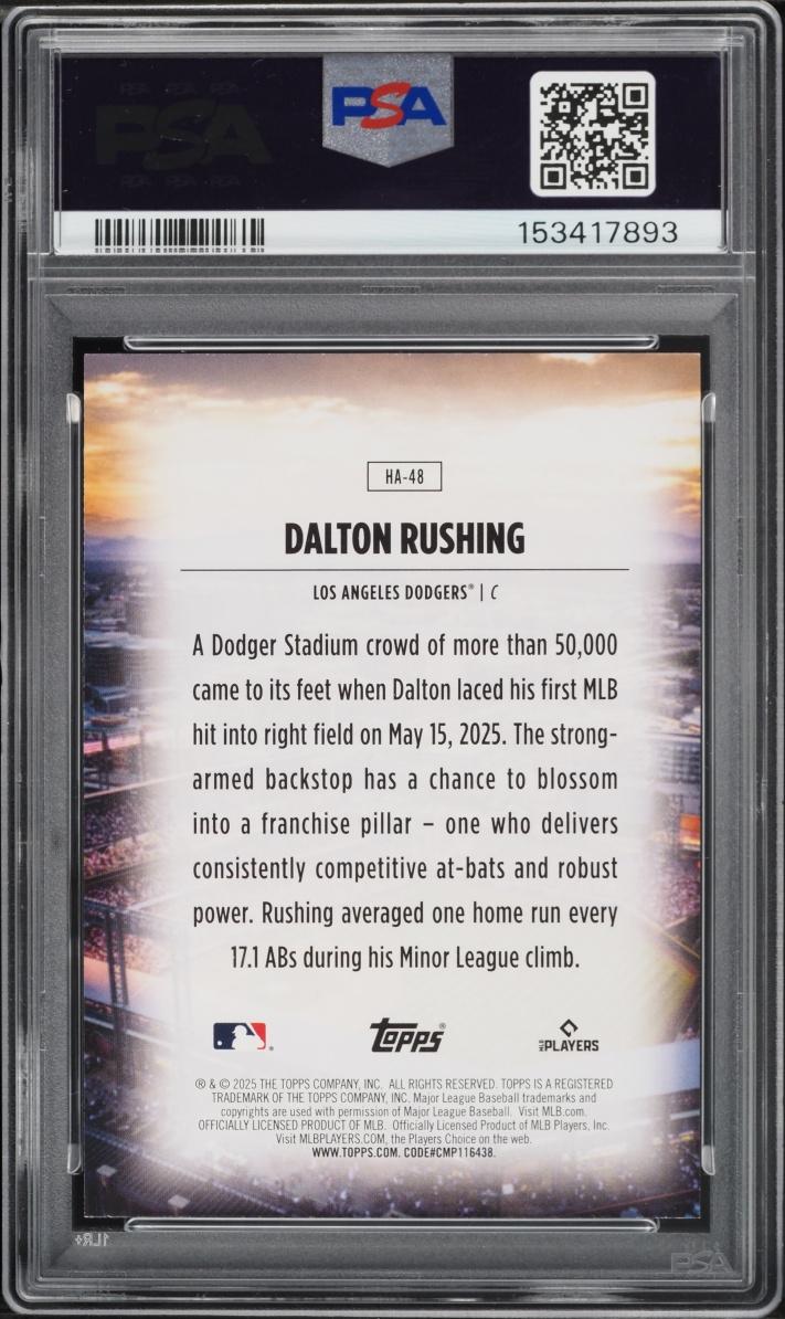 2025 Topps Update Home Field Advantage Dalton Rushing ROOKIE #HA-48 PSA 10 GEM MINT