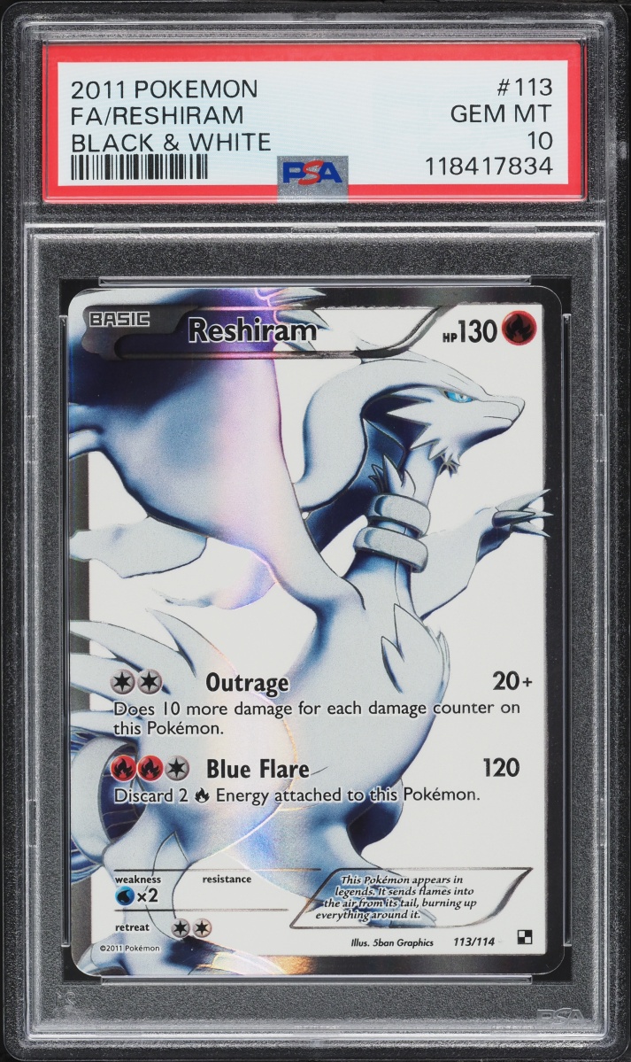 2011 Pokemon Black & White Full Art Reshiram #113 PSA 10 GEM MINT