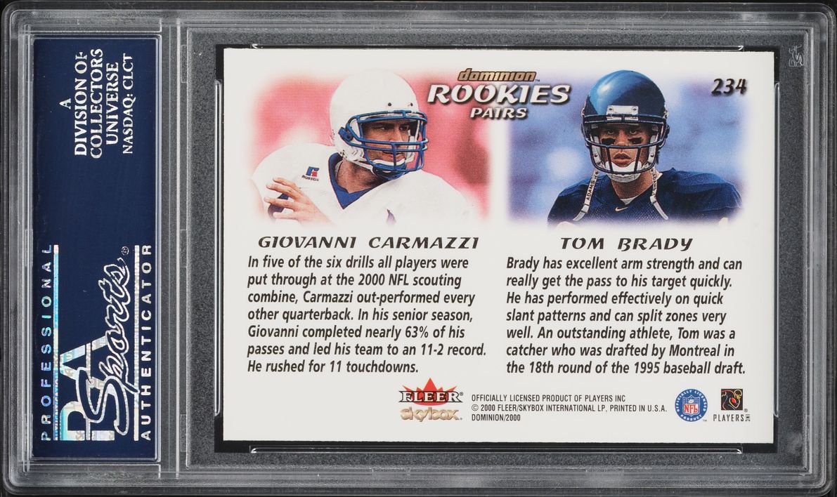2000 Skybox Dominion Giovanni Carmazzi Tom Brady ROOKIE #234 PSA 10 GEM MINT