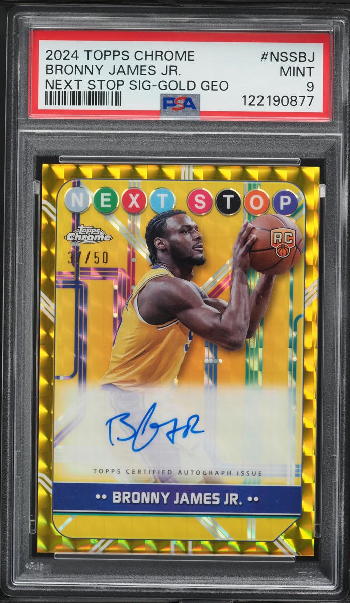 2024 Topps Chrome Next Stop Gold Geo Bronny James Jr ROOKIE AUTO /50 PSA 9 MINT