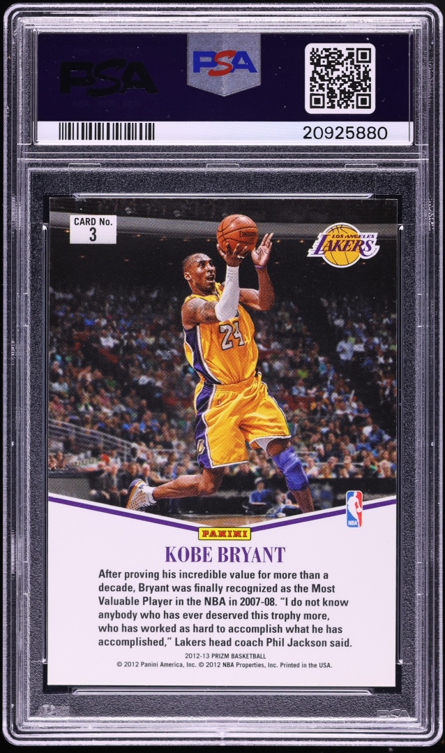 2012 Panini Prizm MVP Silver Kobe Bryant #3 PSA 10 GEM MINT - Photo 2