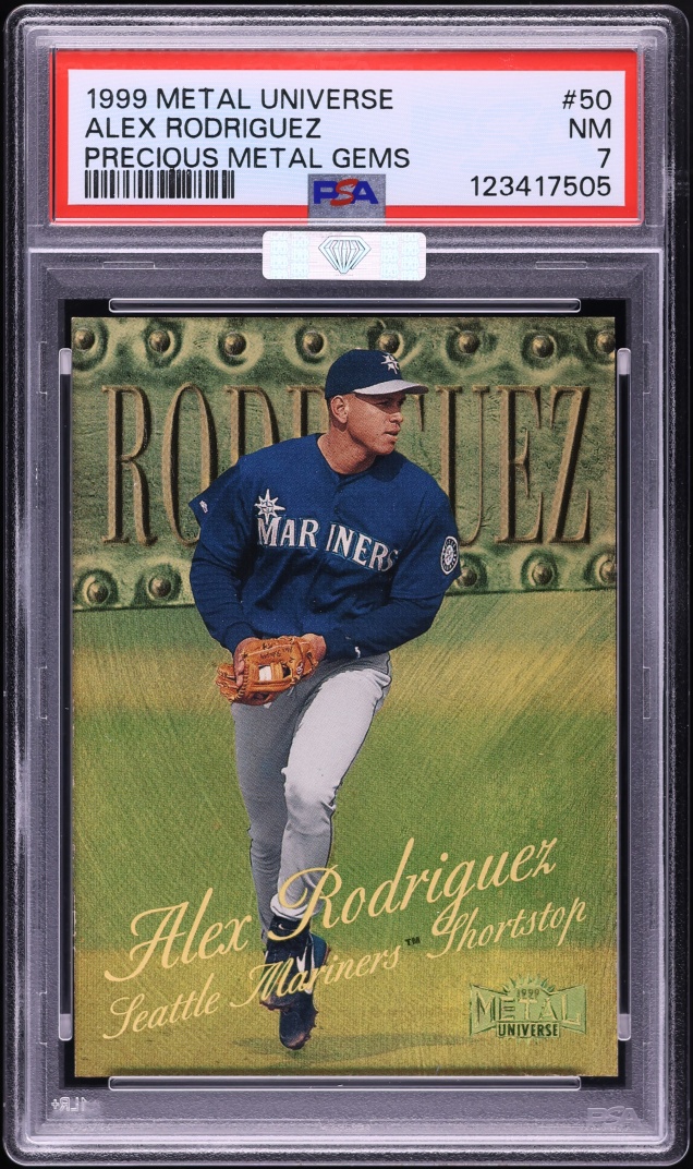 1999 Metal Universe Precious Metal Gems PMG Alex Rodriguez /50 #50 MBA PSA 7 NRMT