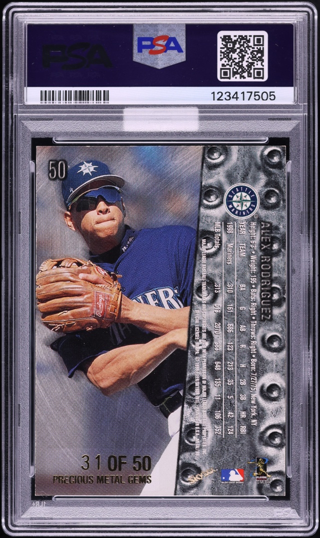 1999 Metal Universe Precious Metal Gems PMG Alex Rodriguez /50 #50 MBA PSA 7 NRMT - Photo 2