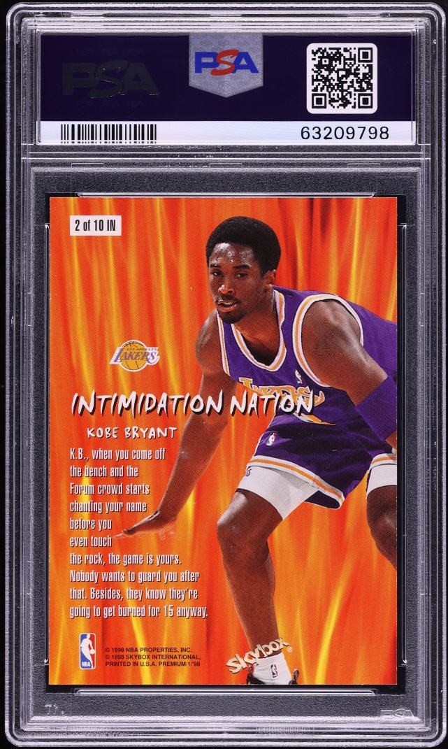 1998 Skybox Premium Intimidation Nation Kobe Bryant #2 PSA 9 MINT - Photo 2