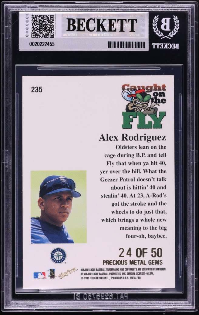 1999 Metal Universe Caught On The Fly Precious Metal Gems PMG Alex Rodriguez /50 #235 BGS 6.5 - Photo 2