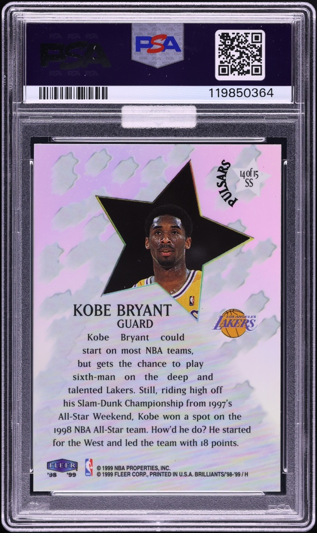 1998 Fleer Brilliants Shining Stars Pulsar Kobe Bryant #14 MBA PSA 8 NM-MT - Photo 2