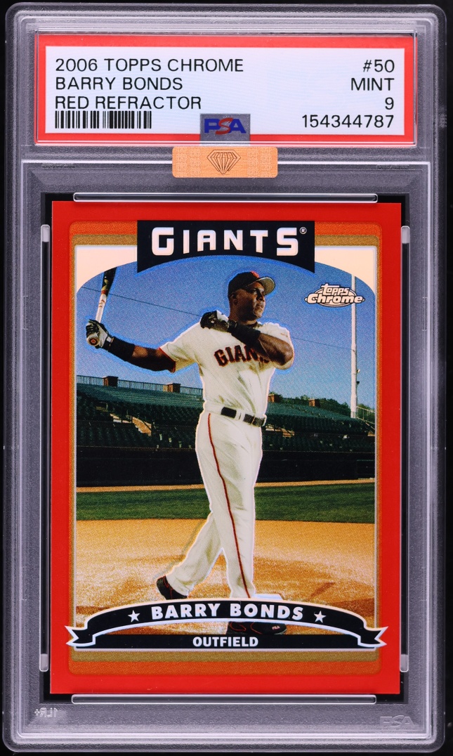 2006 Topps Chrome Red Refractor Barry Bonds /90 #50 MBA PSA 9 MINT