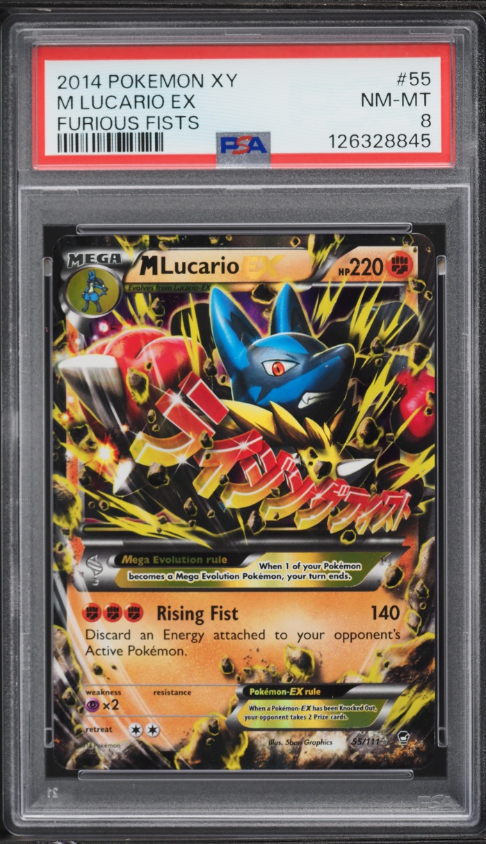2014 Pokemon XY Furious Fists M Lucario EX #55 PSA 8 NM-MT