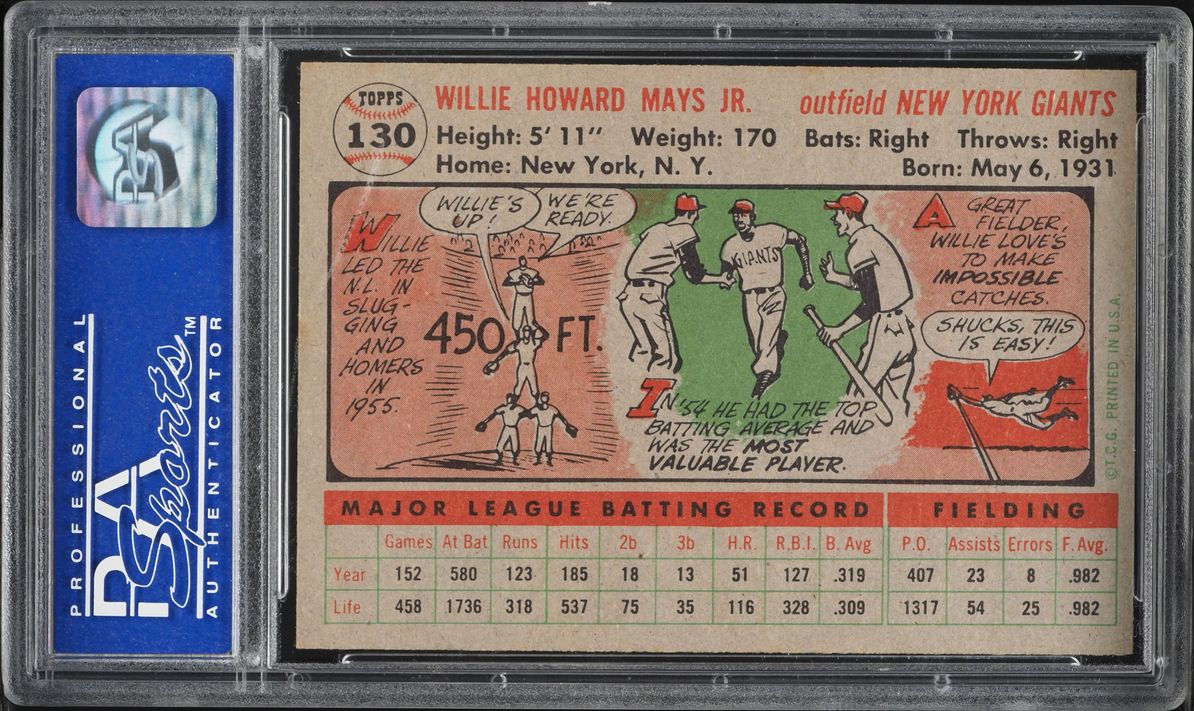 1956 Topps Willie Mays #130 PSA 7 NRMT
