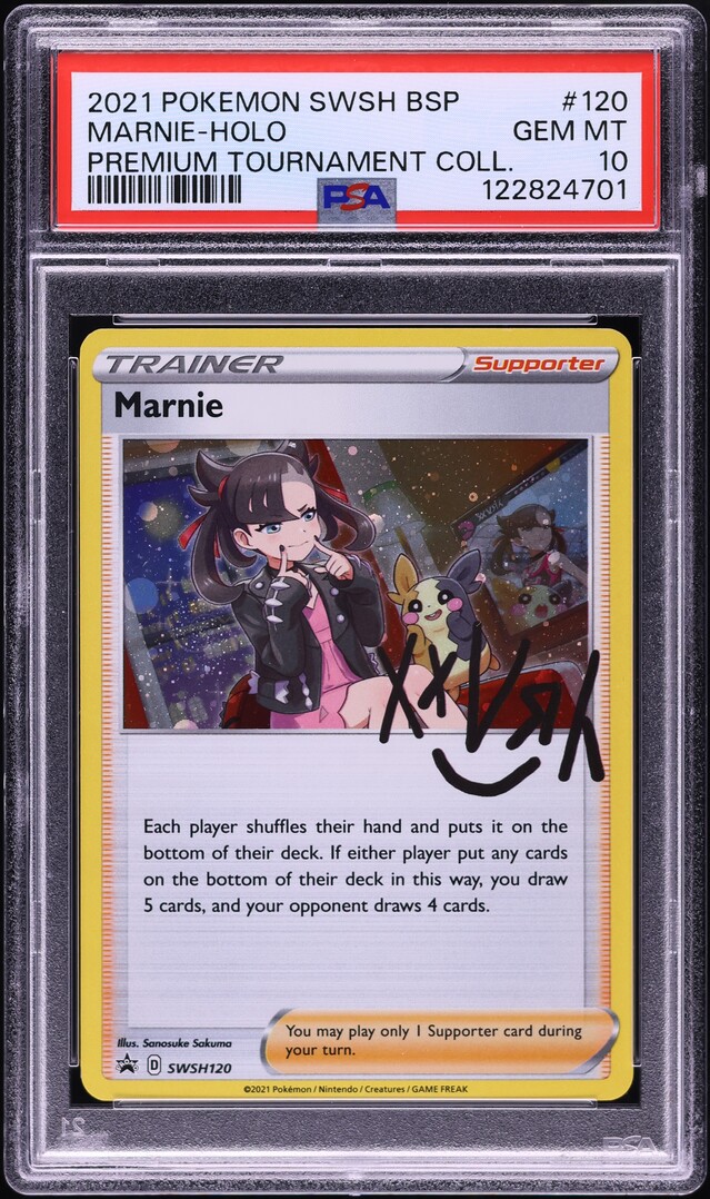 2021 Pokemon SWSH Promo Premium Tournament Collection Holo Marnie #120 PSA 10 GEM MINT
