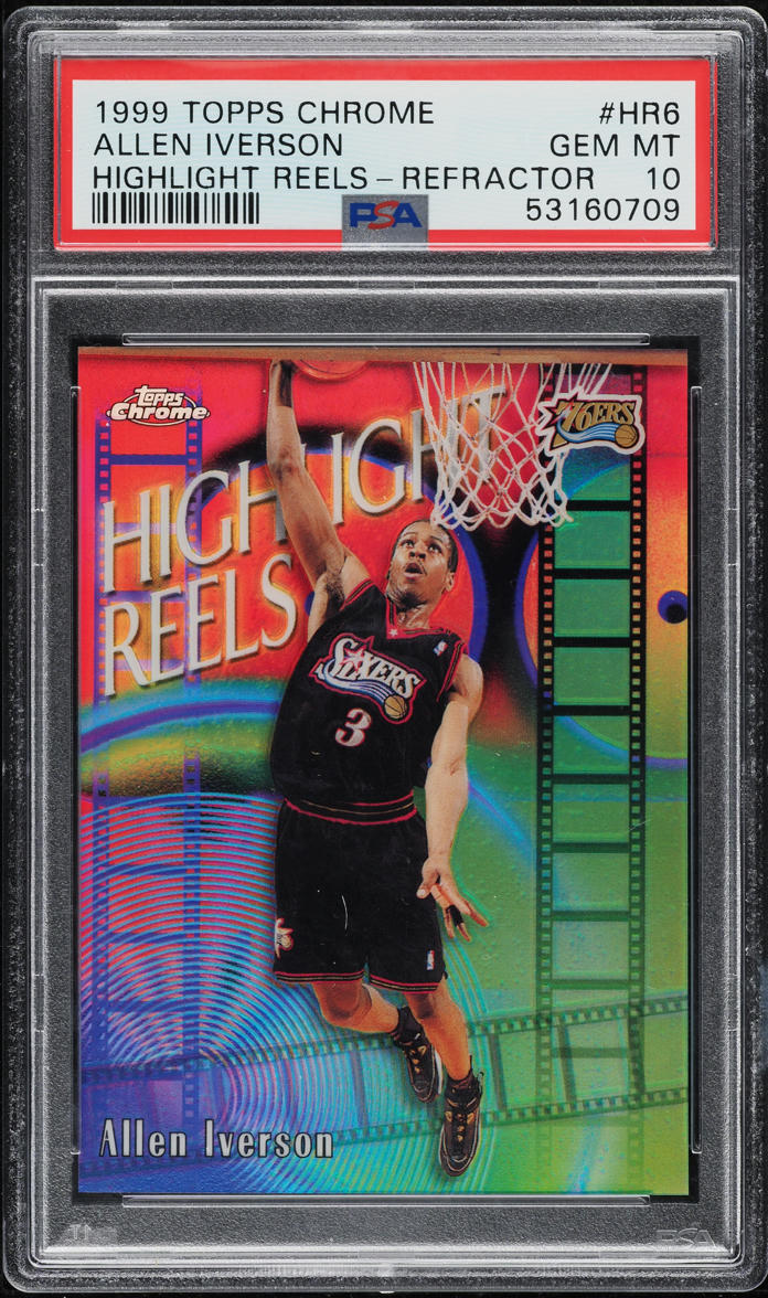 1999 Topps Chrome Highlight Reels Refractor Allen Iverson #HR6 PSA 10 GEM MINT