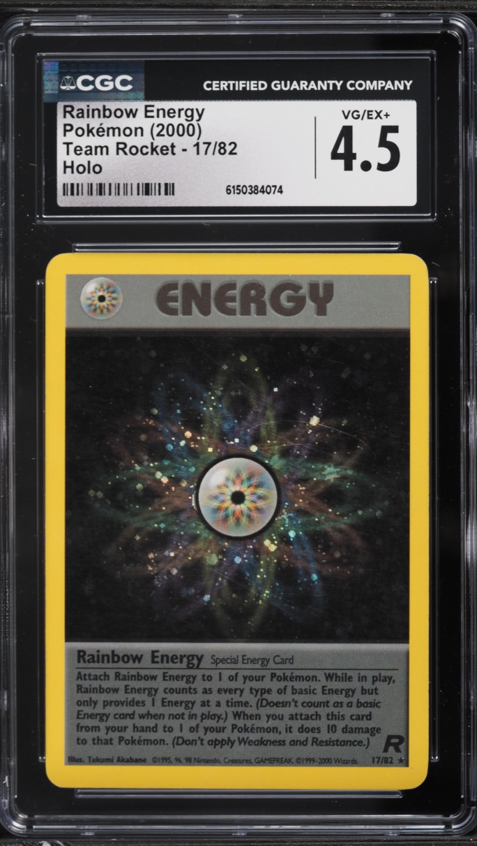 2000 Pokemon Team Rocket Holo Rainbow Energy #17 CGC 4.5 VGEX+