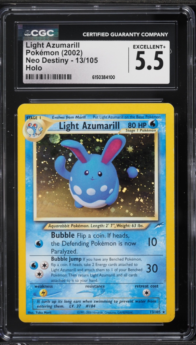 2002 Pokemon Neo Destiny Holo Light Azumarill #13 CGC 5.5 EX+