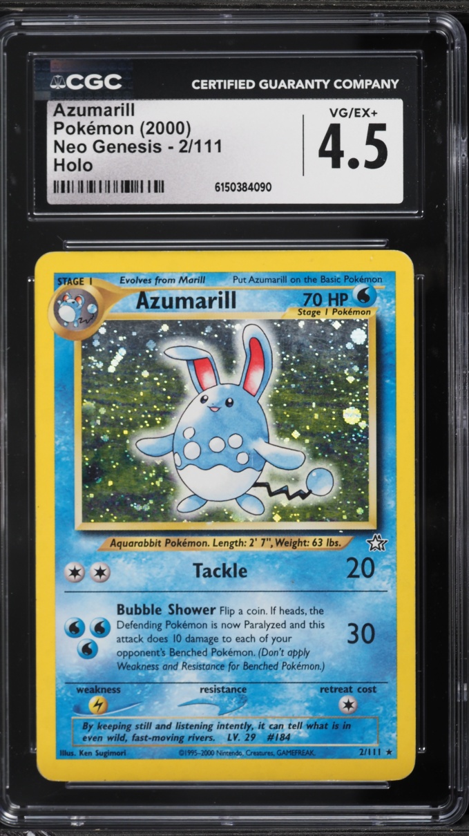 2000 Pokemon Neo Genesis Holo Azumarill #2 CGC 4.5 VGEX+