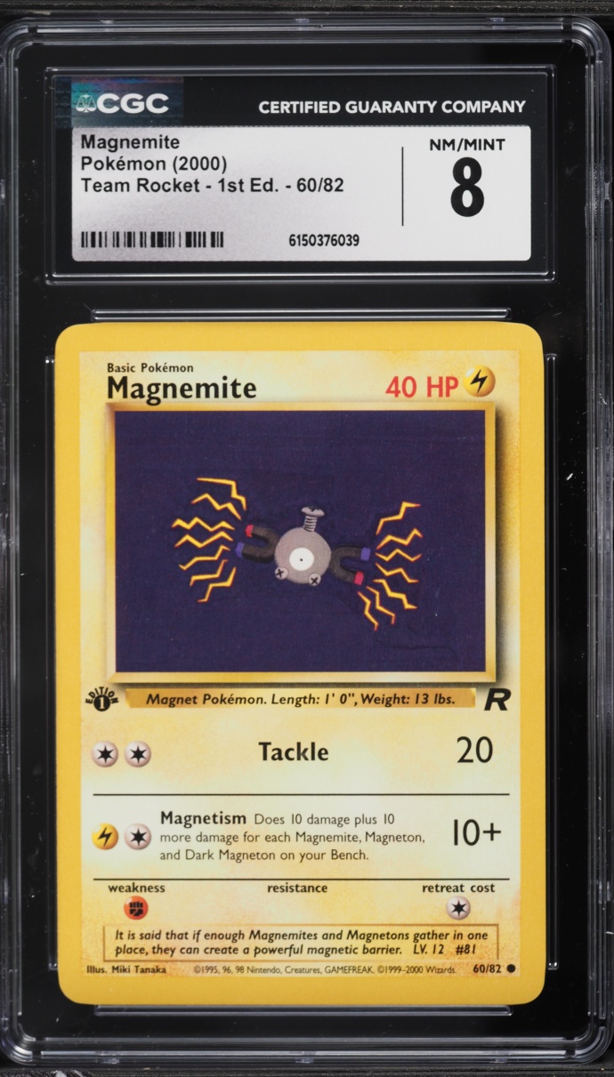 2000 Pokemon Team Rocket 1st Edition Magnemite #60 CGC 8 NM-MT
