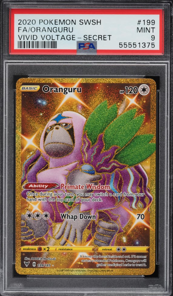 2020 Pokemon Sword & Shield Vivid Voltage Secret Rare Oranguru #199 PSA 9 MINT