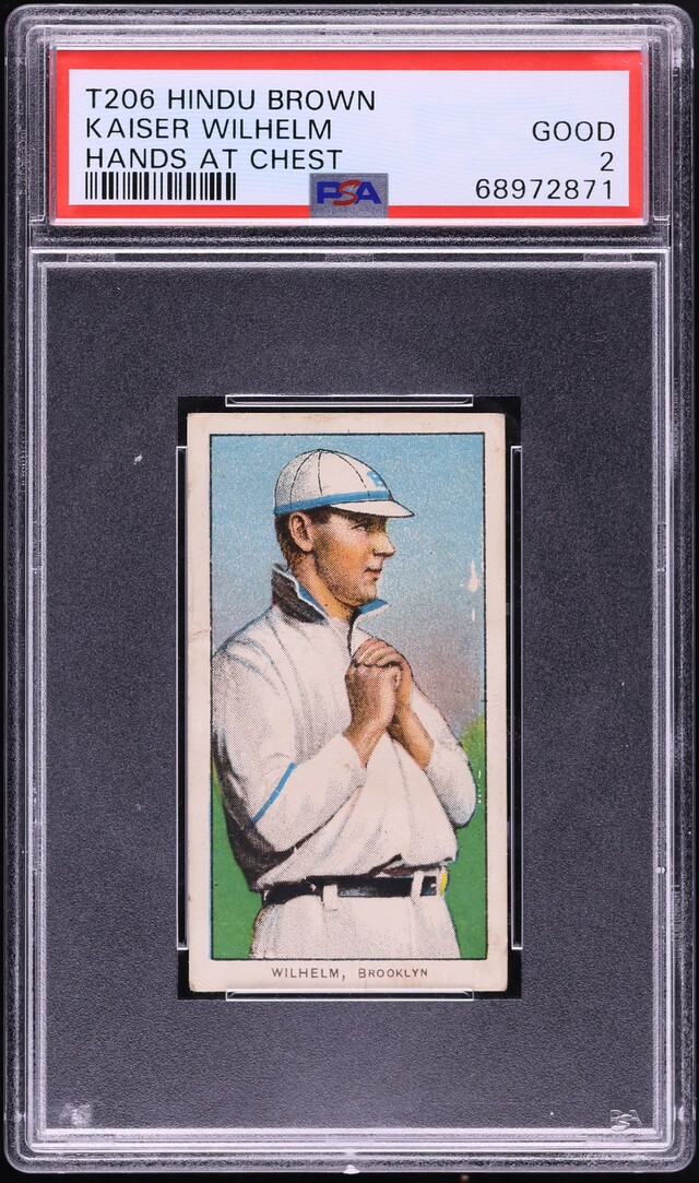 1909-11 T206 Kaiser Wilhelm HANDS AT CHEST, HINDU BROWN PSA 2 GD