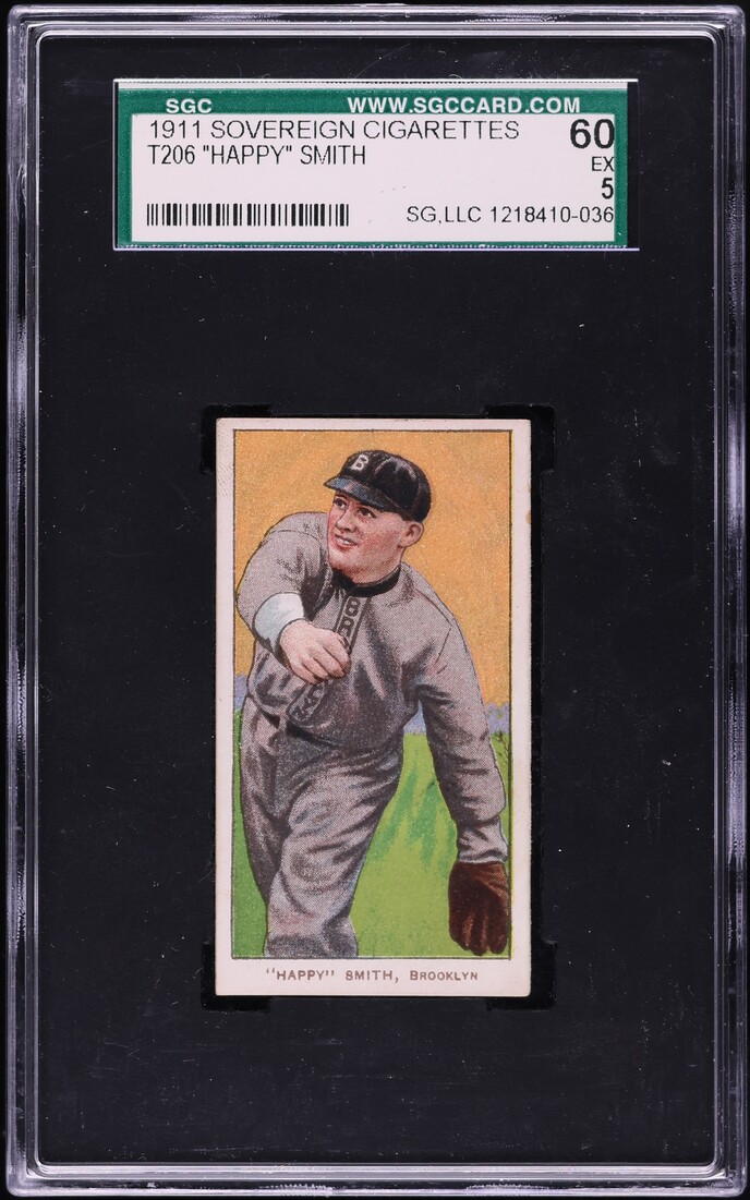 1909-11 T206 Happy Smith BROOKLYN, SOVEREIGN SGC 5 EX