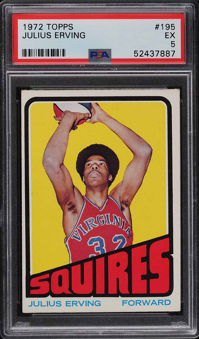 1972 Topps Basketball Julius Erving ROOKIE #195 PSA 6 EXMT on