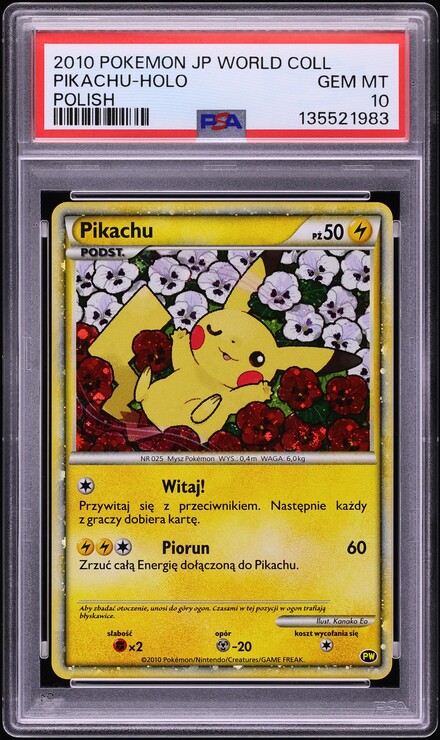 2010 Pokemon Korean World Collection Holo Pikachu PSA 10 GEM MINT