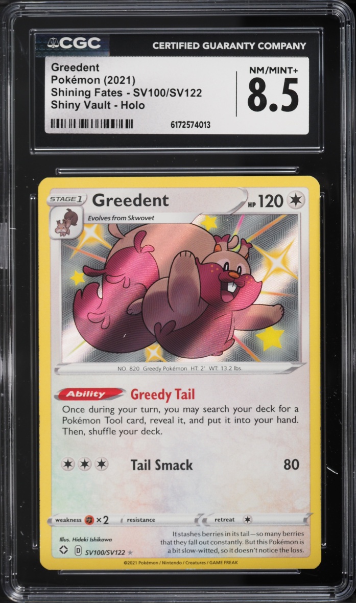 2021 Pokemon Sword & Shield Shining Fates Shiny Greedent #SV100 CGC 8.5 NM-MT+