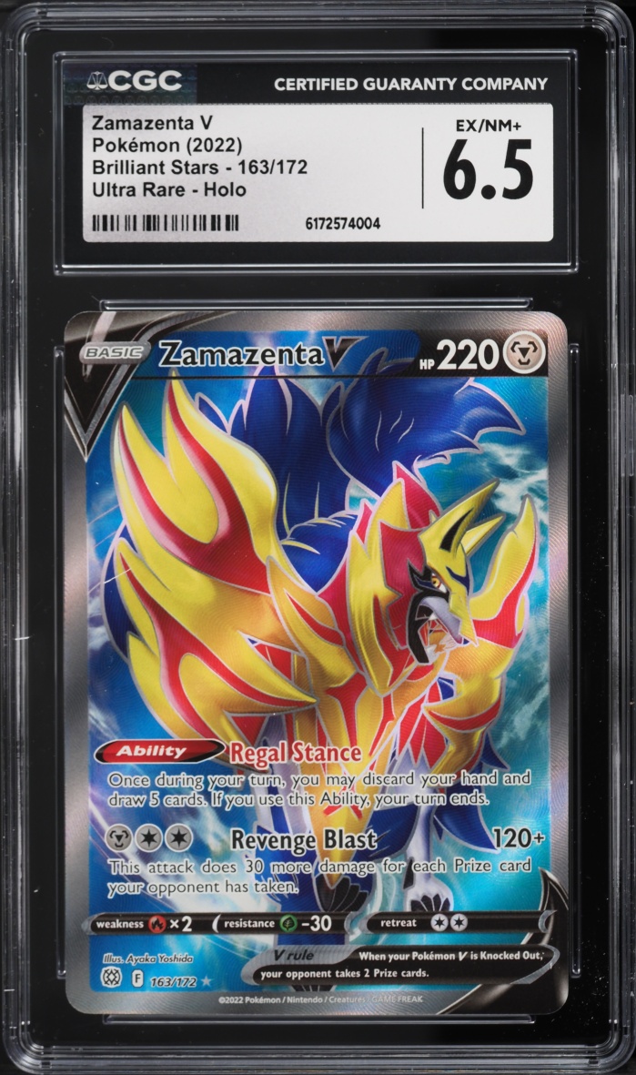 2022 Pokemon Sword & Shield Brilliant Stars Full Art Zamazenta V #163 CGC 6.5 EXMT+