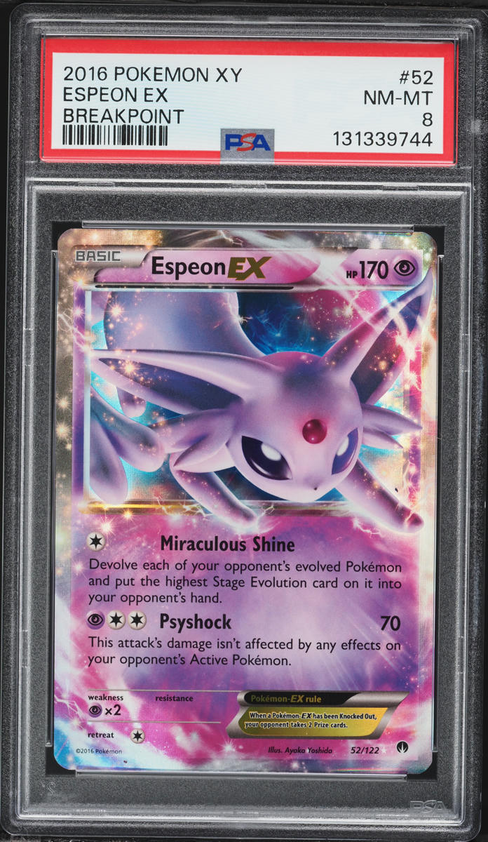 2016 Pokemon XY BREAKpoint Holo Espeon EX #52 PSA 8 NM-MT