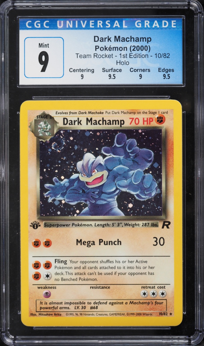 2000 Pokemon Team Rocket 1st Edition Holo Dark Machamp #10 CGC 9 MINT