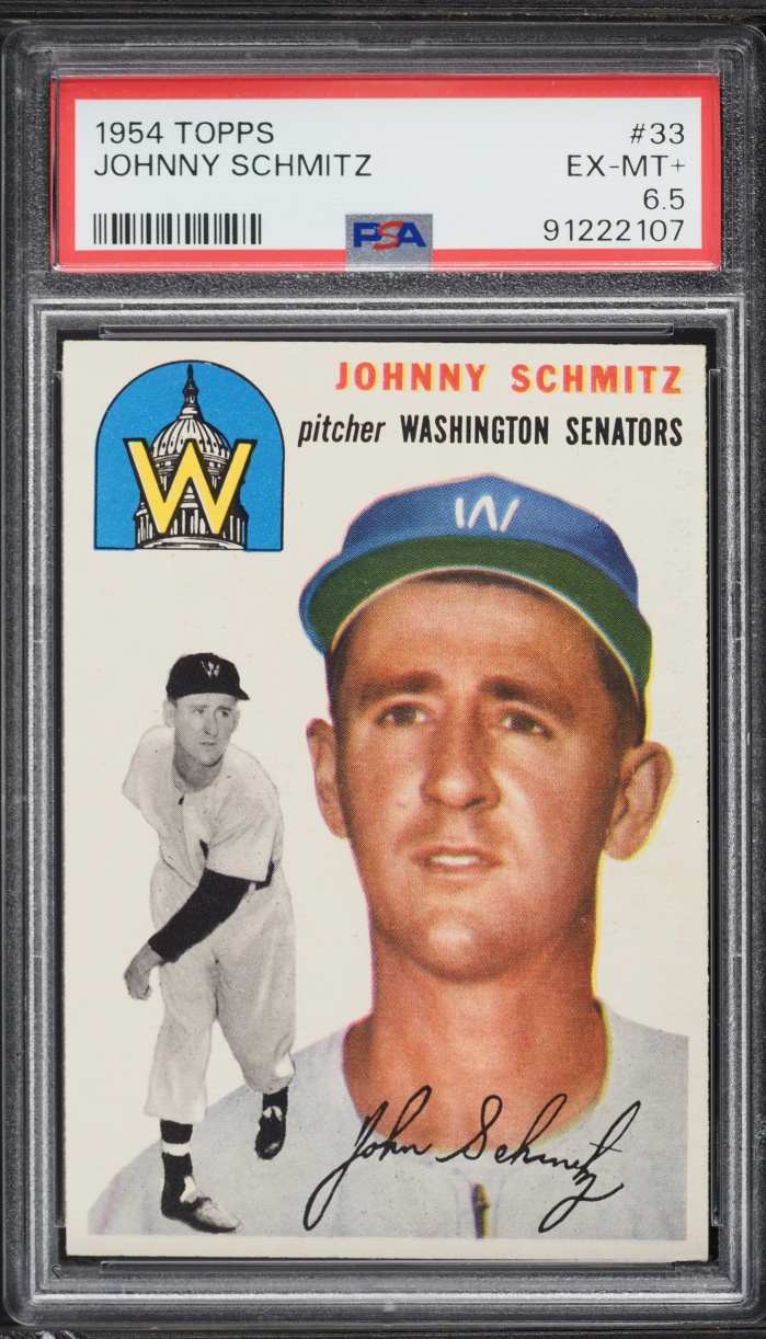 1954 Topps Johnny Schmitz #33 PSA 6.5 EXMT+