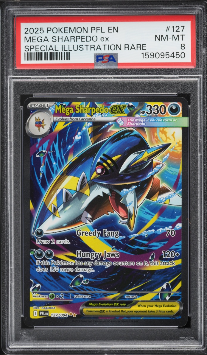 2025 Pokemon Mega Evolution Phantasmal Flames SIR Mega Sharpedo Ex #127 PSA 8 NM-MT
