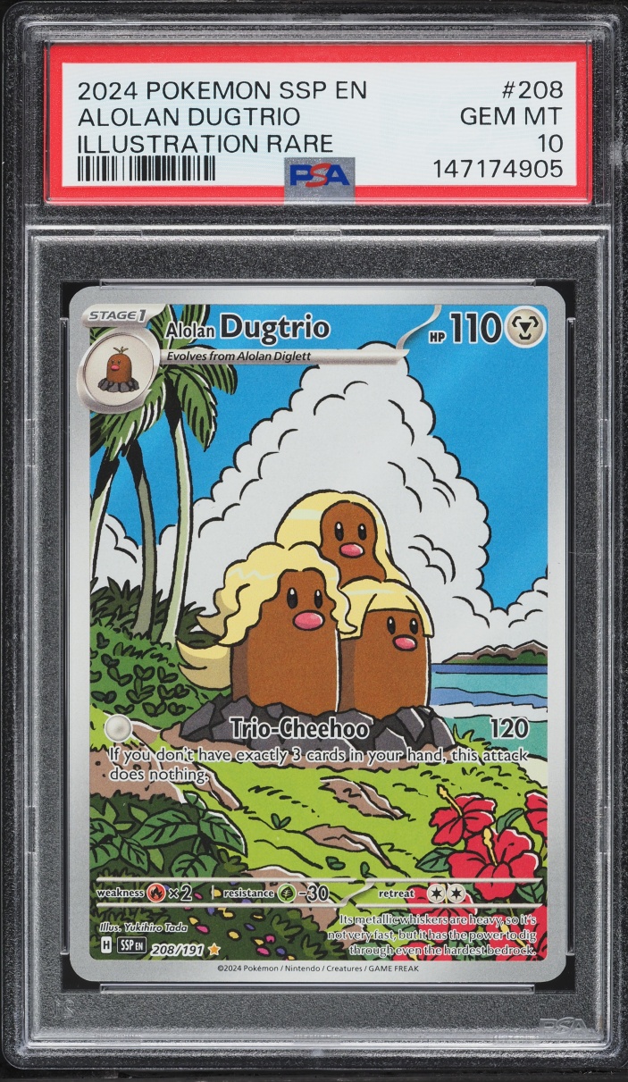 2024 Pokemon Scarlet & Violet Surging Sparks IR Alolan Dugtrio #208 PSA 10 GEM MINT