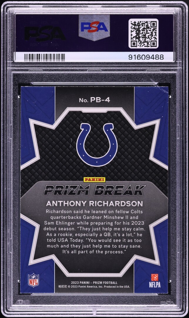 2023 Panini Prizm Break Anthony Richardson ROOKIE #PB-4 PSA 10 GEM MINT