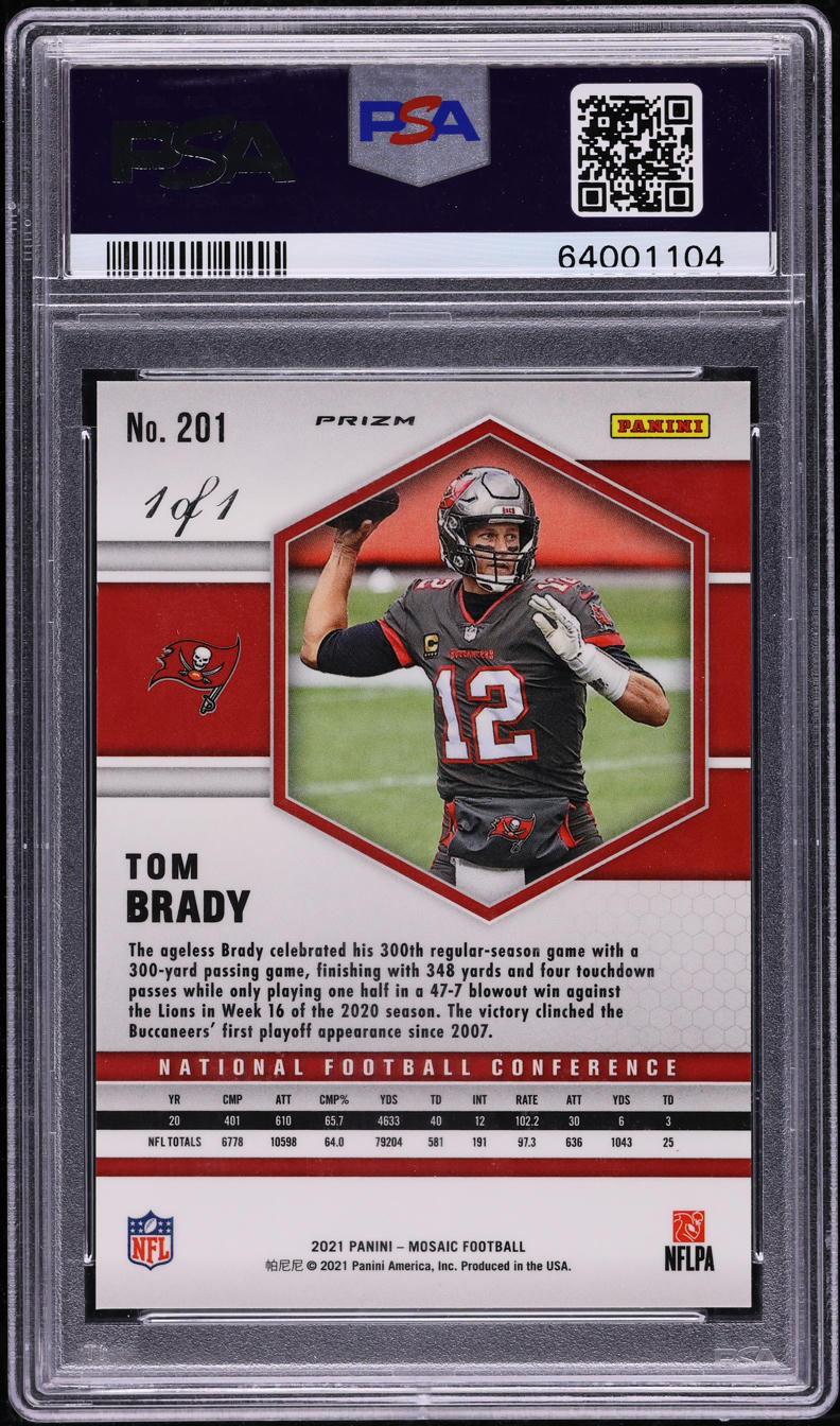 2021 Panini Mosaic Nebula Choice Tom Brady 1/1 #201 PSA 10 GEM MINT