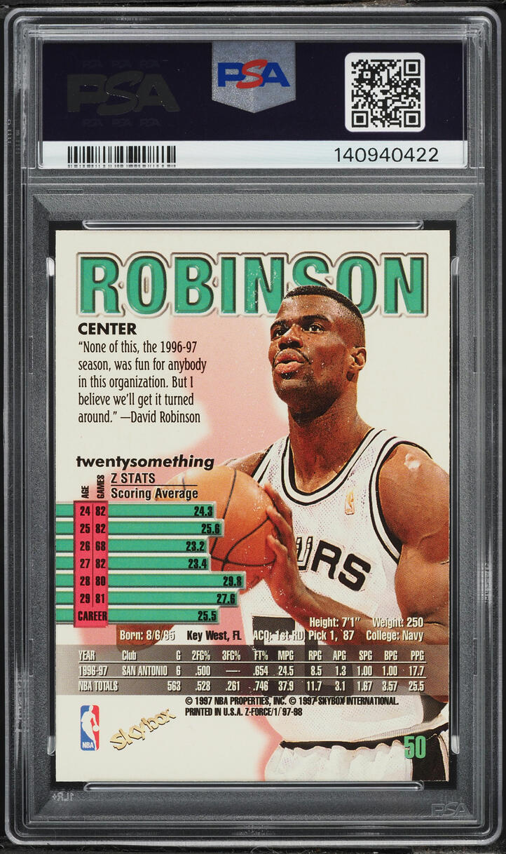 1997 Skybox Z-Force David Robinson #50 PSA 7 NRMT