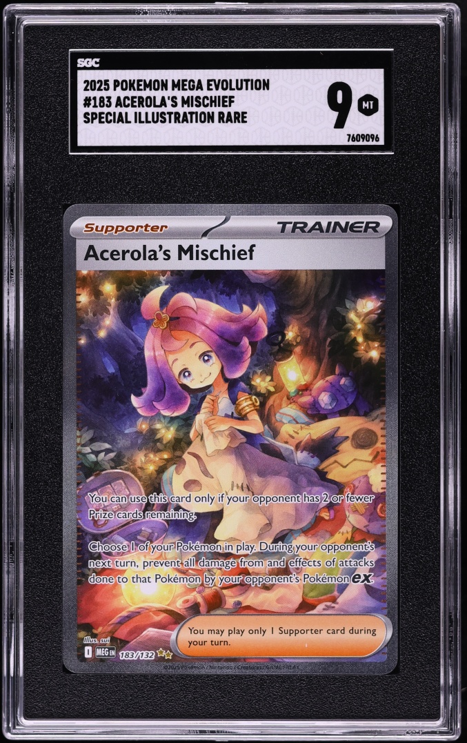 2025 Pokemon Mega Evolution SIR Acerola's Mischief #183 SGC 9 MINT
