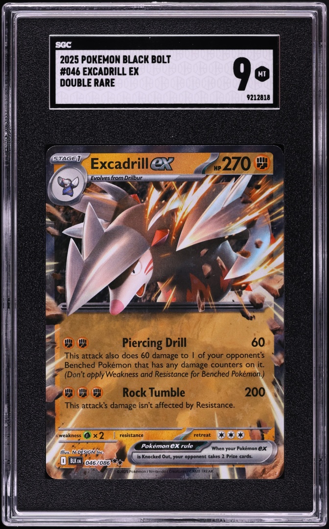 2025 Pokemon Scarlet & Violet Black Bolt Excadrill Ex #046 SGC 9 MINT