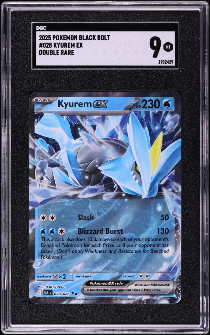 2025 Pokemon Scarlet & Violet Black Bolt Holo Kyurem Ex #028 SGC 9 MINT