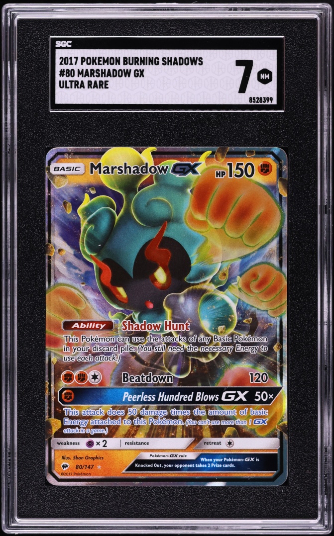 2017 Pokemon Sun & Moon Burning Shadows Full Art Marshadow GX #80 SGC 7 NRMT