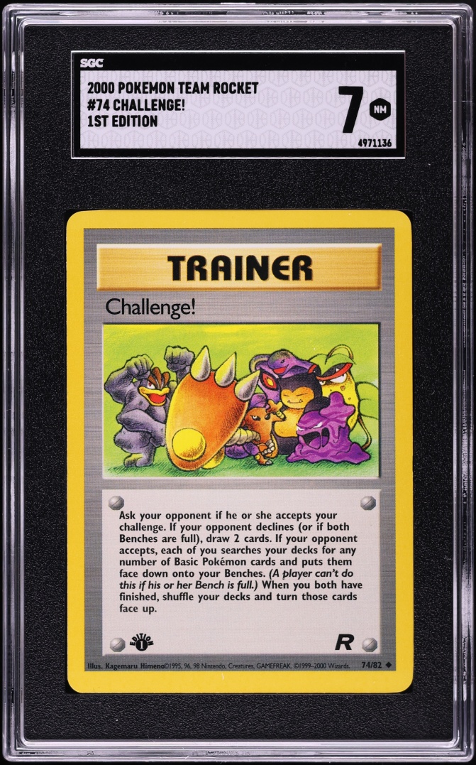2000 Pokemon Team Rocket 1st Edition Challenge! #74 SGC 7 NRMT