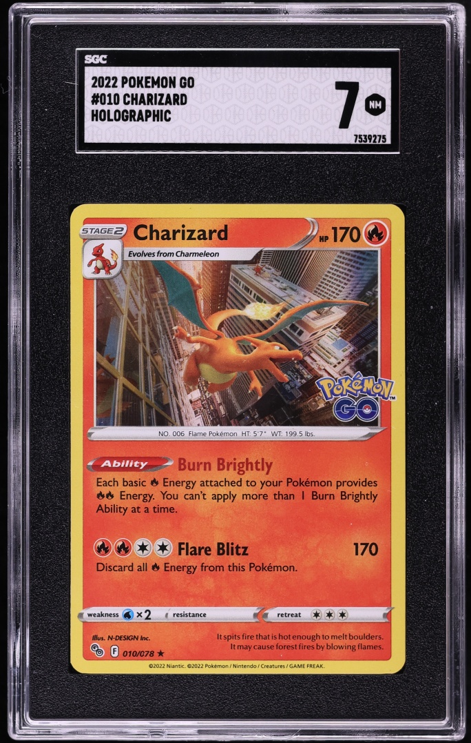 2022 Pokemon Sword & Shield GO Holo Charizard #10 SGC 7 NRMT